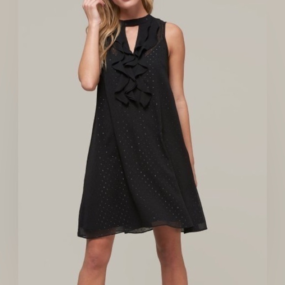 NWT ABS Collection Black Cutout-Accent Ruffle-Front Shift Dress Sz XL